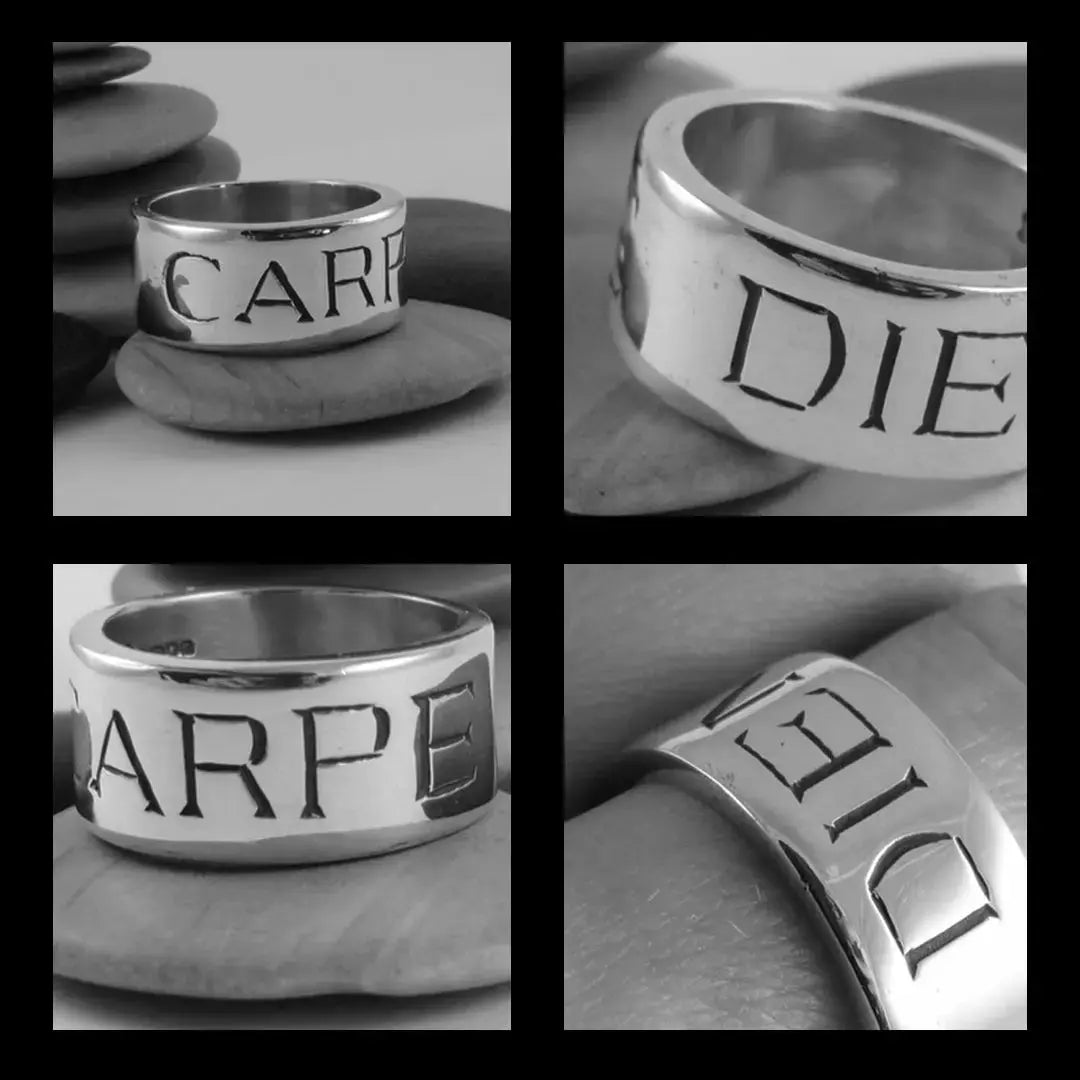 CARPE DIEM - Silver Thick Band Ring | Curiouser Collective
