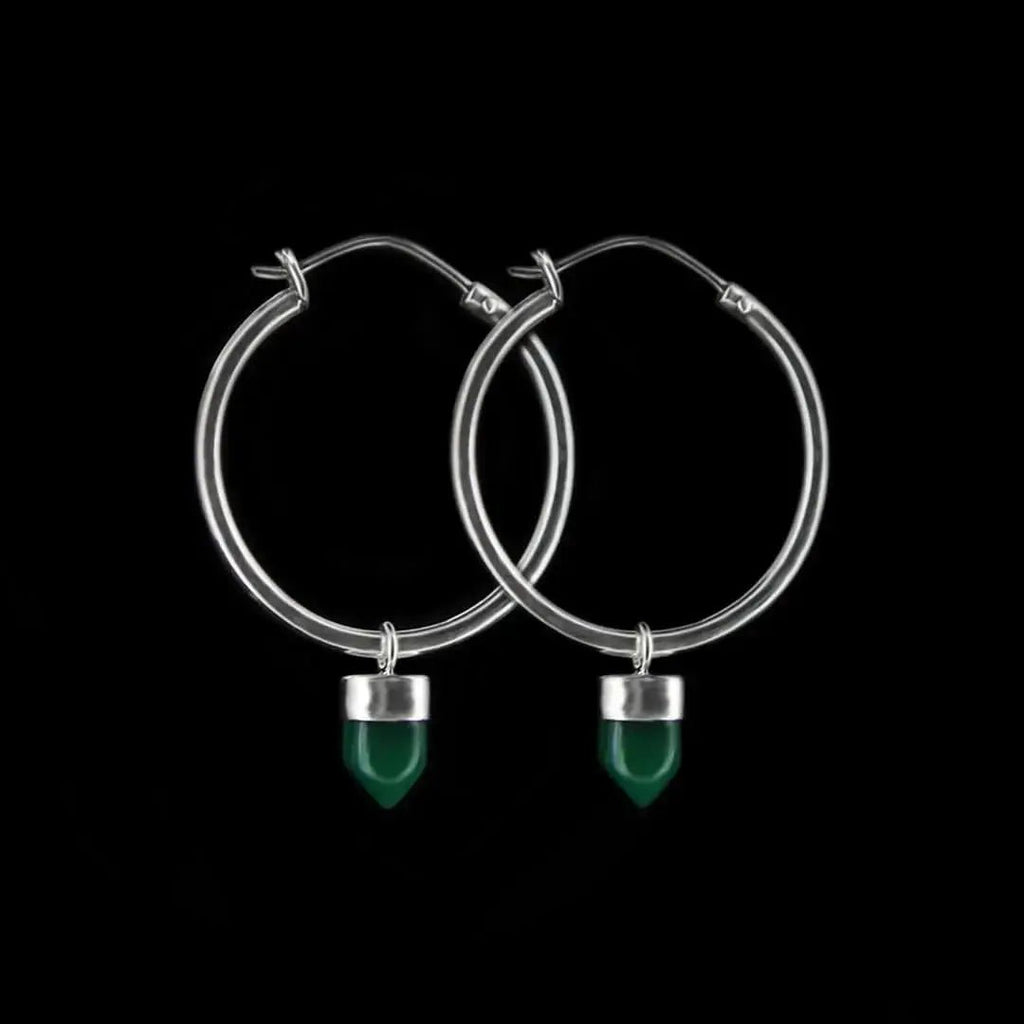 Classic Hoop Earrings with Shard Gemstone - Peridot Curiouser Collective