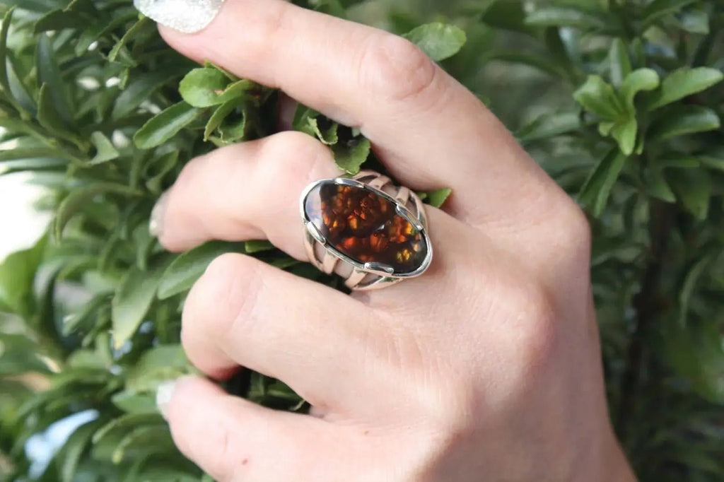 Fire Agate Banded Ring Curiouser Collective