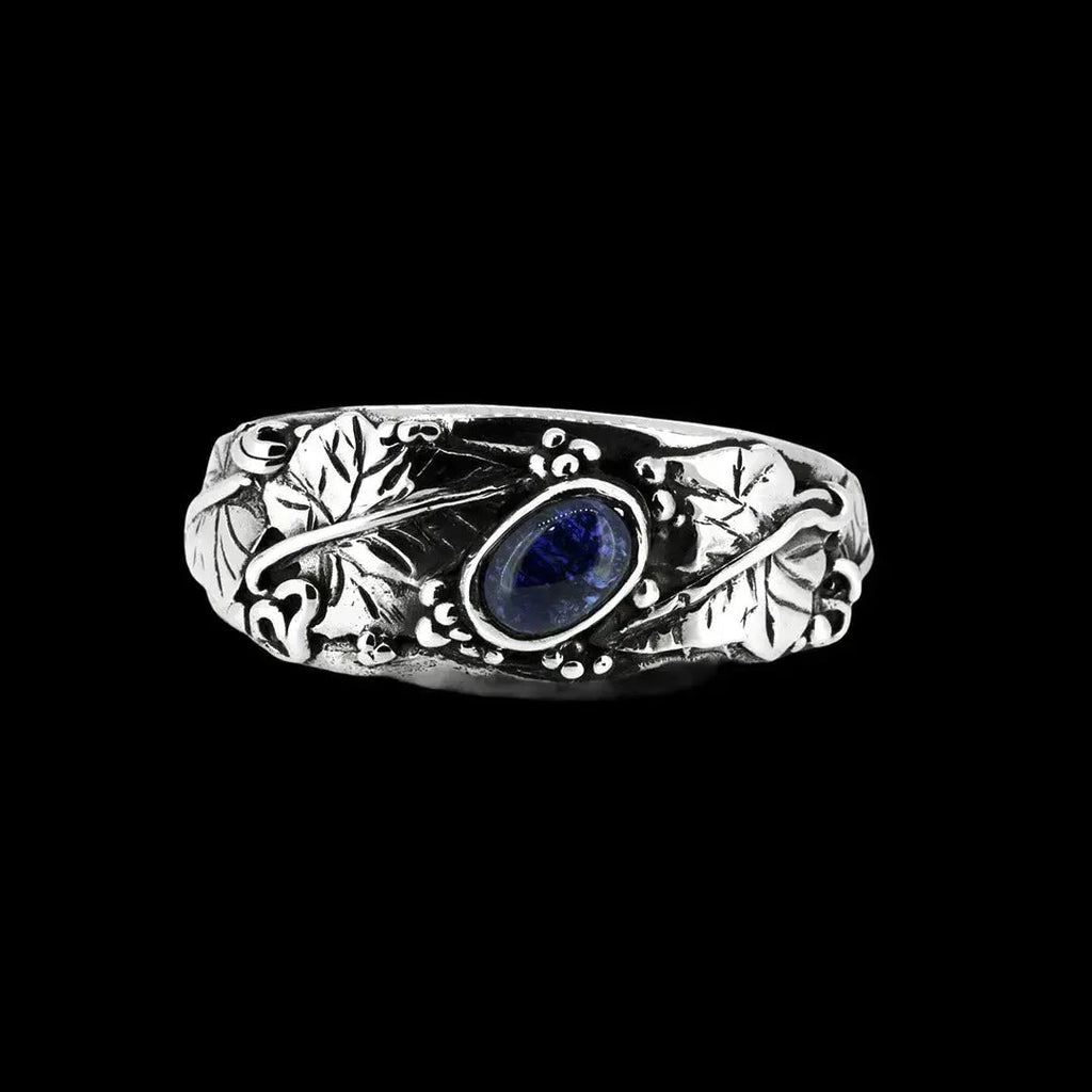 Large Silver Ivy Leaf Bangle/Cuff with Blue Iolite Curiouser Collective