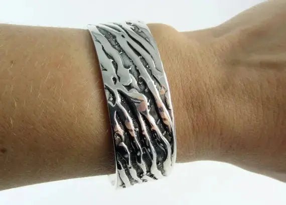 Silver 925 Water Mark Cuff/Bangle Curiouser & Curiouser