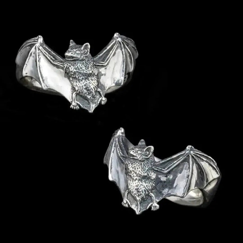 Silver Bat Ring - Handmade Sterling Silver UK Jewellery, Gothic-Inspired Design Curiouser Collective