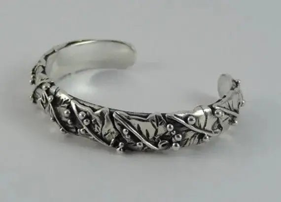 Silver Ivy Leaf Bangle/Cuff Hand Made Curiouser & Curiouser