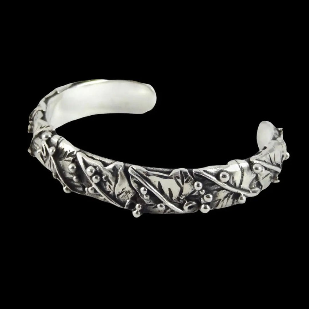 Silver Ivy Leaf Bangle/Cuff Hand Made Curiouser & Curiouser