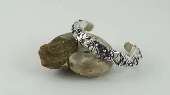 Silver Ivy Leaf Bangle/Cuff Hand Made Curiouser & Curiouser