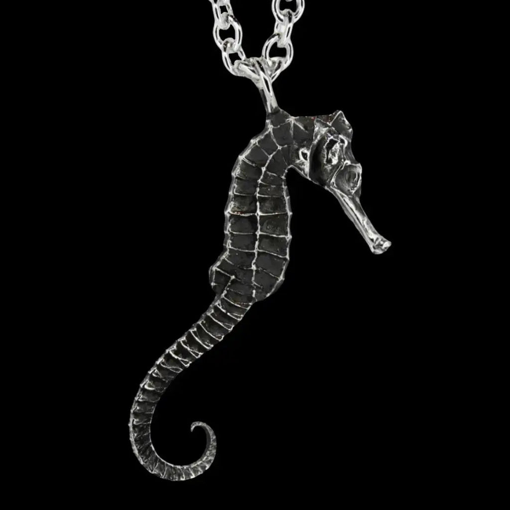 Solid Silver Seahorse Pendant Curiouser Collective