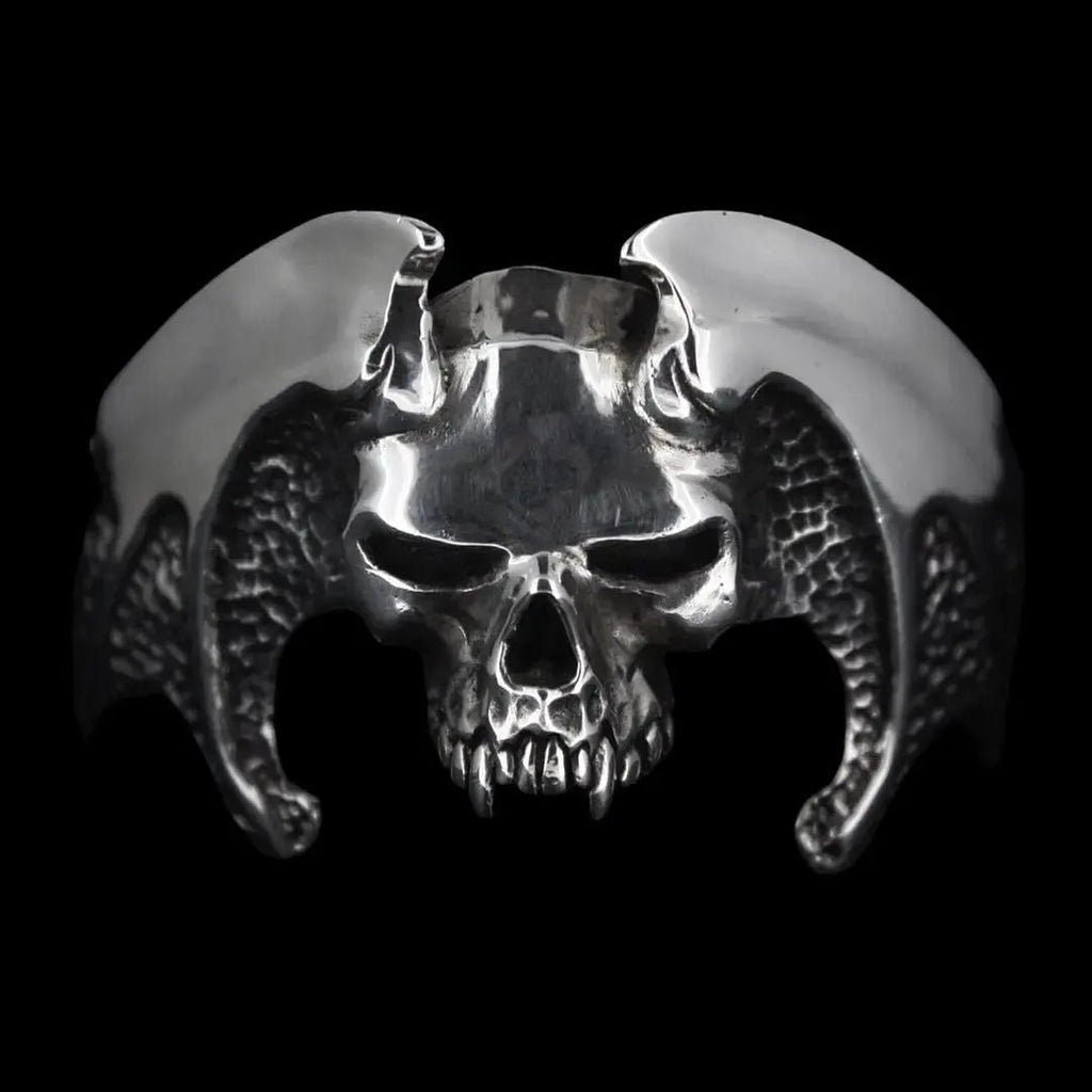 Winged Skull Bangle/Cuff Hand Made Curiouser & Curiouser