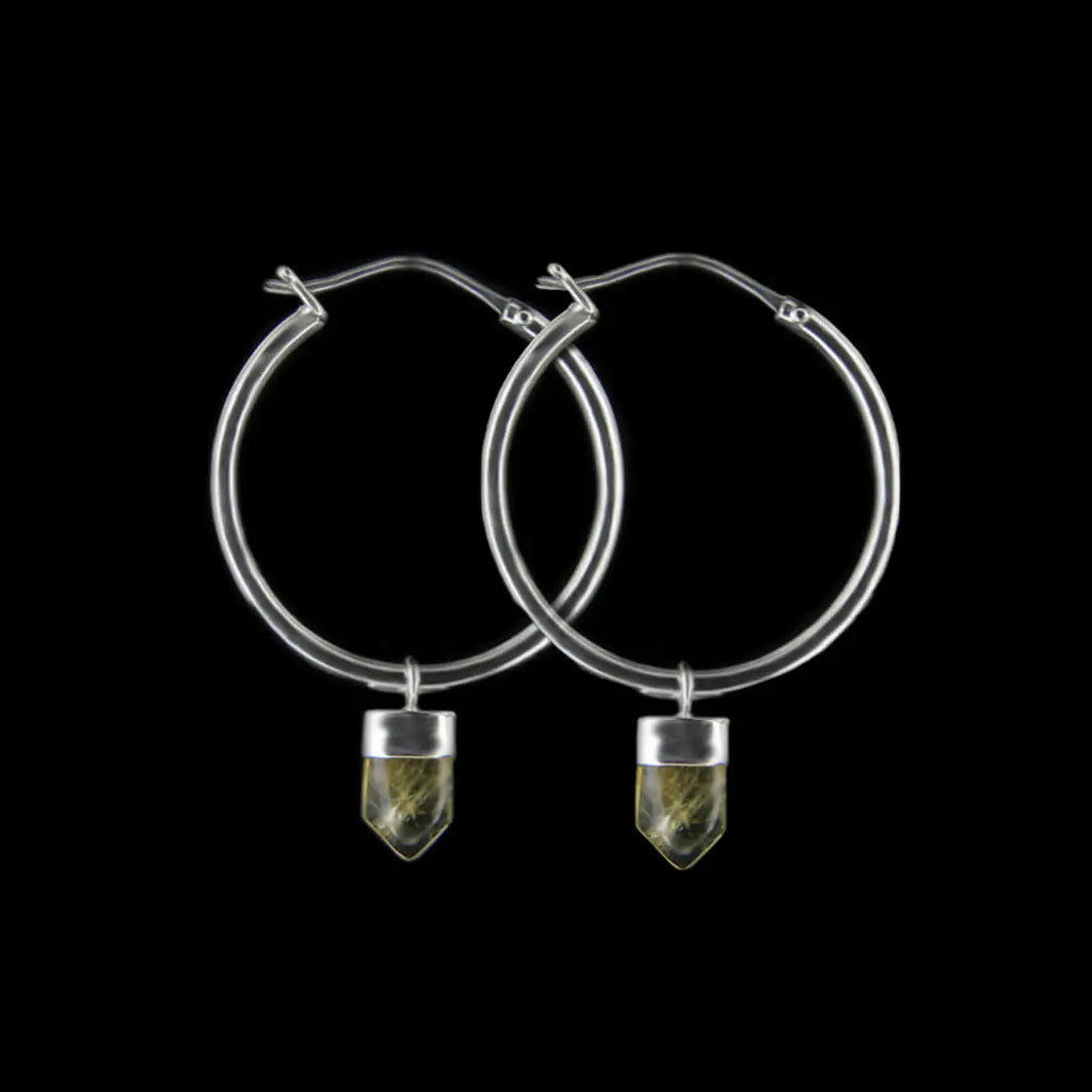 Classic Hoop Earrings with Shard Gemstone - Citrine Curiouser Collective