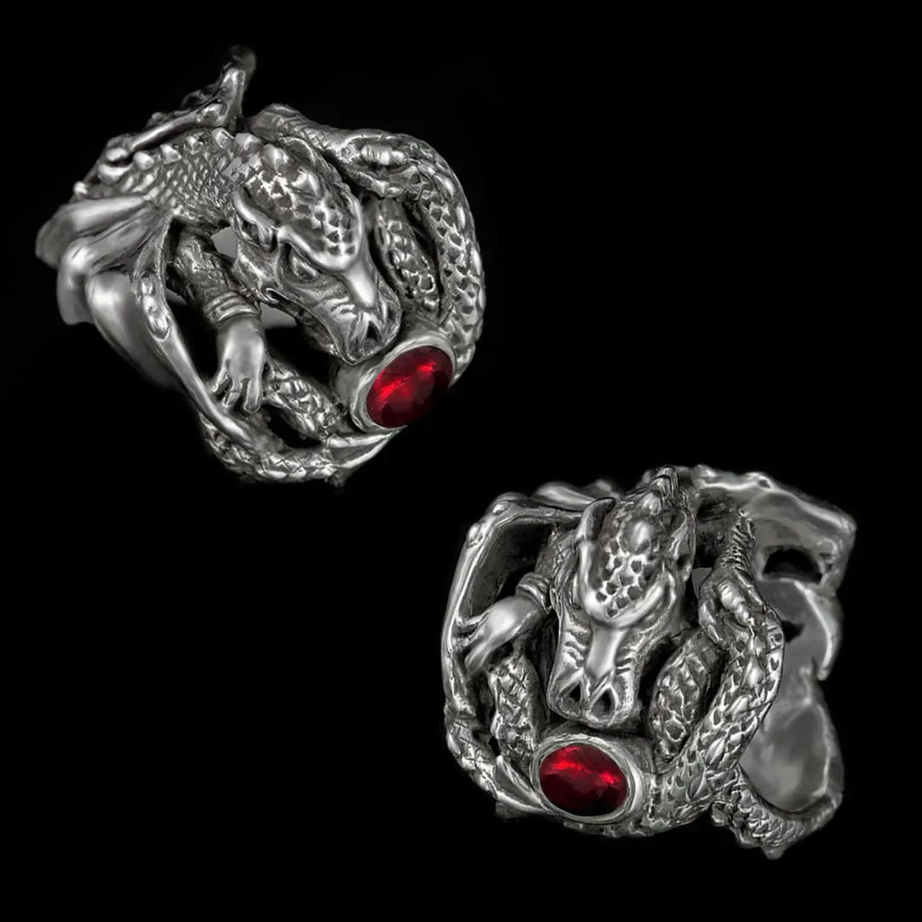 Dragon & Gemstone Ring - Garnet Curiouser Collective