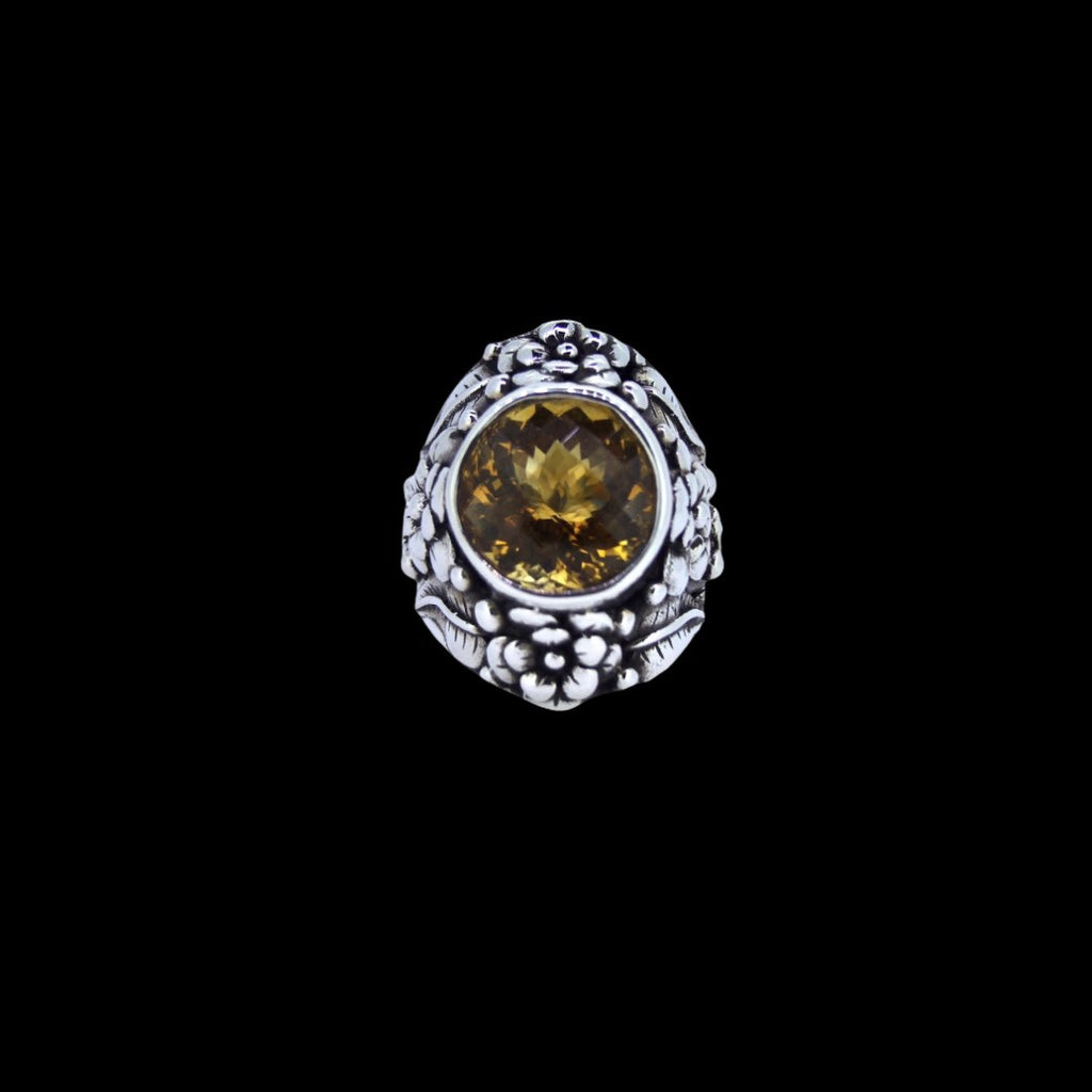 Faceted Citrine Flower Ring Curiouser Collective
