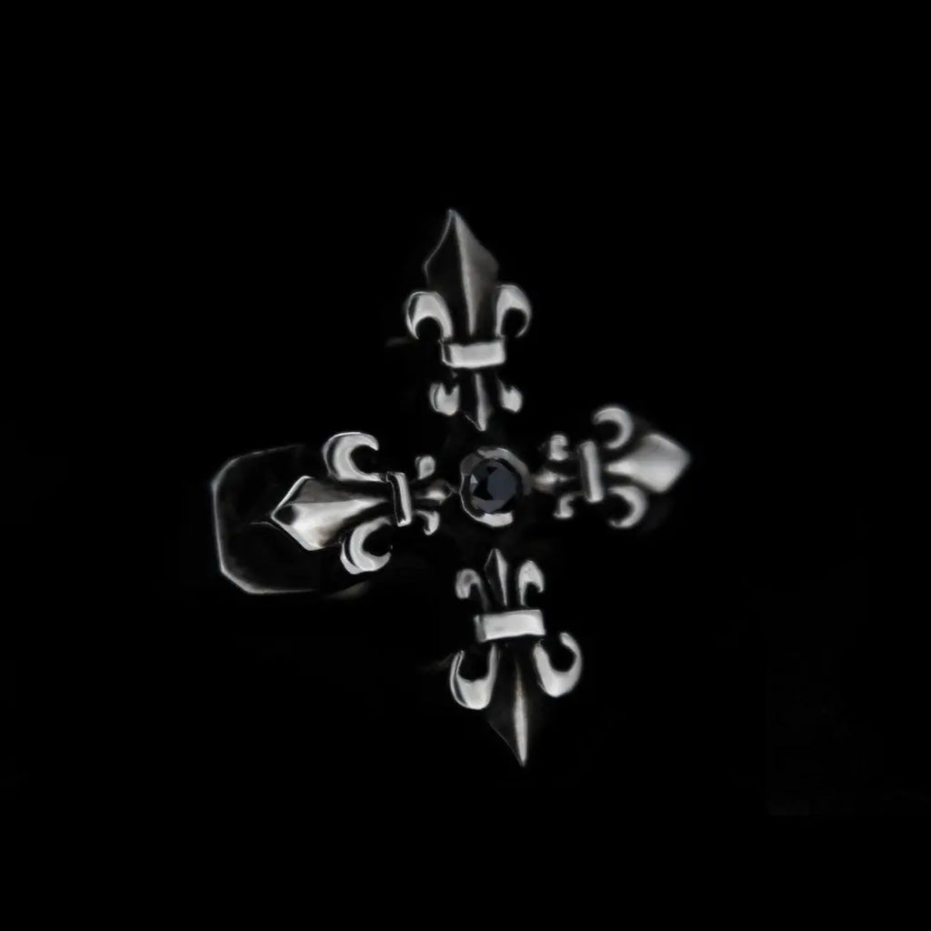 Gothic Cross Ring - Garnet.. Curiouser Collective