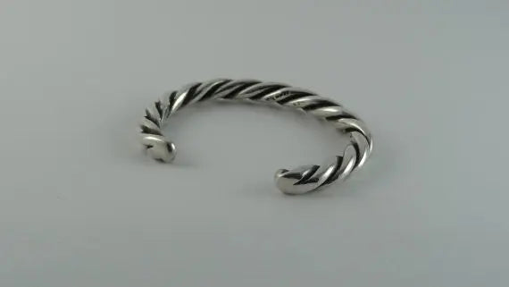 Heavy Twisted Silver Cuff Bangle Curiouser Collective