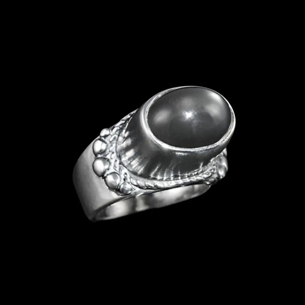 High Set  Black Moonstone Ring Curiouser Collective