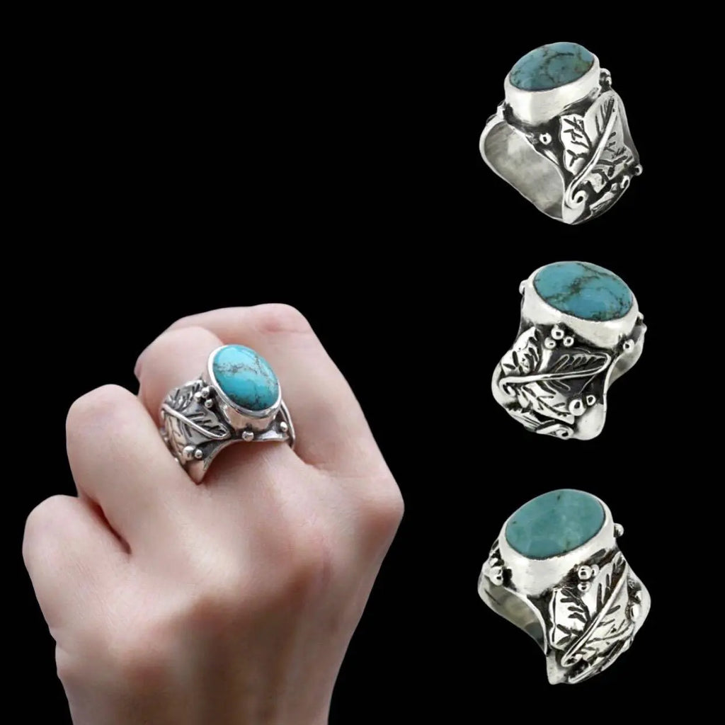 Ivy Leaf Ring Turquoise Curiouser Collective