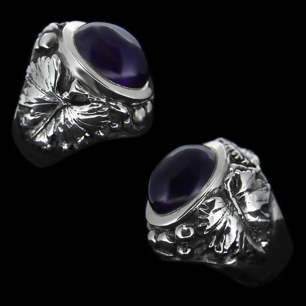 Large Leaf Ring - Amethyst Curiouser Collective