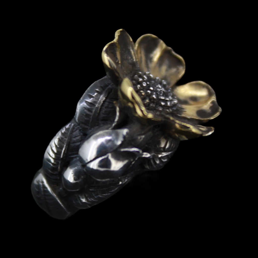 Poppy Ring - Gold Plated leafs.. Curiouser Collective