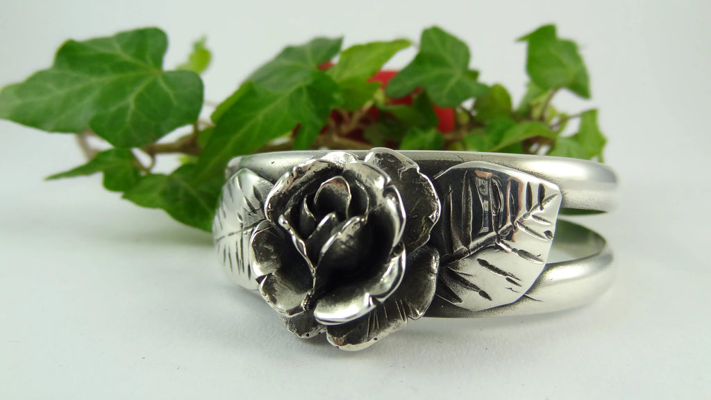 Silver Rose Cuff Bangle Curiouser Collective