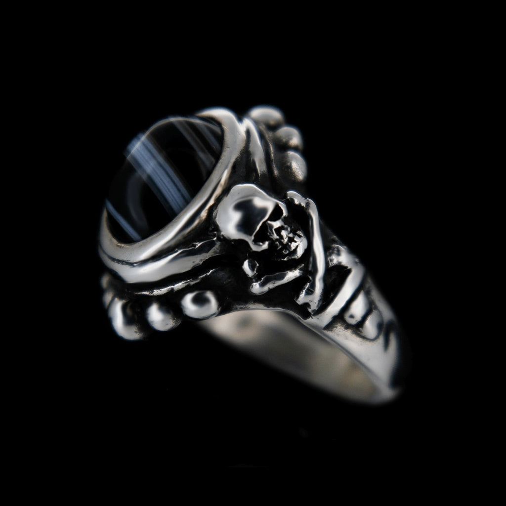 Skull & Cross Bone Ring - Victorian Onyx.. Curiouser Collective