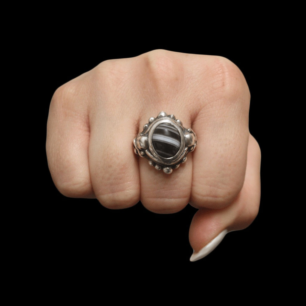 Skull & Cross Bone Ring - Victorian Onyx... Curiouser Collective
