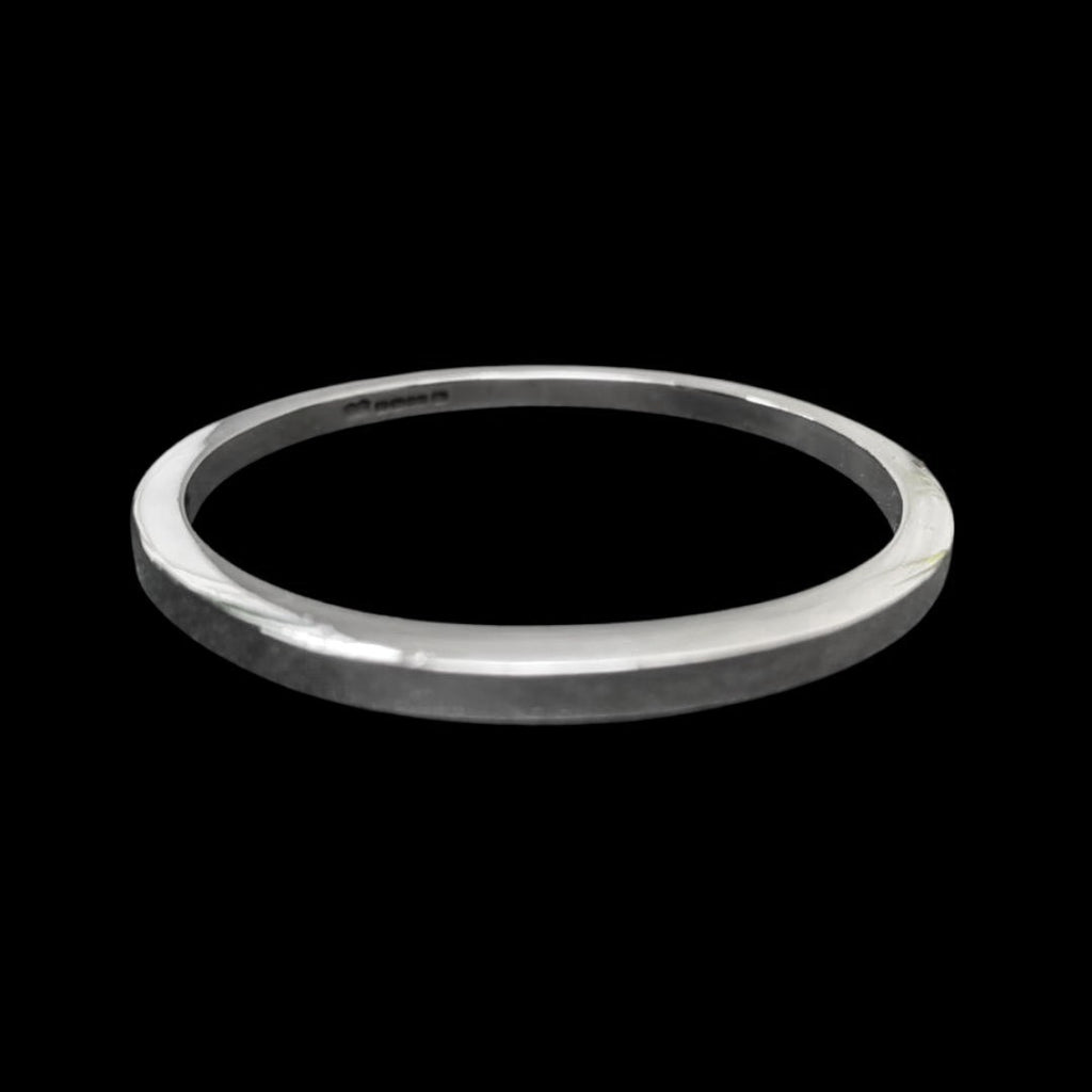Thick Silver Bangle - edged Curiouser Collective